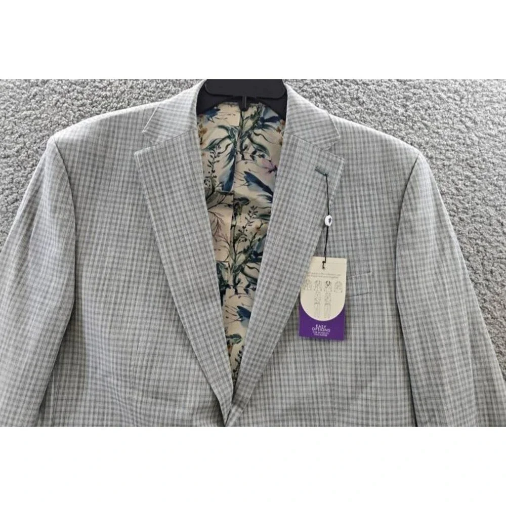 Tayion Collection Regular-Fit Suit Jacket Men's 42L Grey/Green Button Closure